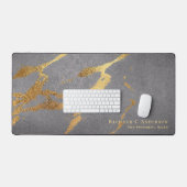 Verfijnd Grijs Goud Marmer Kijk Naam & Titel Bureaumat (Keyboard & Muis)