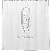 Verfijnd Grijs met Elegant EDITABLE Monogram Douchegordijn (Voorkant)