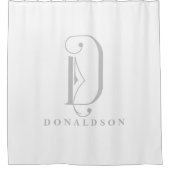 Verfijnd Grijs met Elegant Monogram D Douane Douchegordijn (Voorkant)