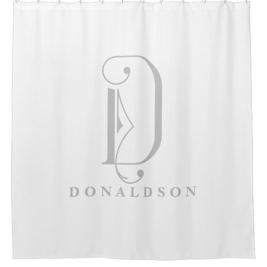 Verfijnd Grijs met Elegant Monogram D Douane Douchegordijn (Voorkant)