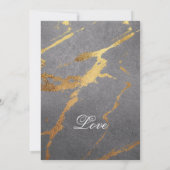 Verfijnd grijs met goud marmerend bruiloftstentoon aankondiging (Achterkant)