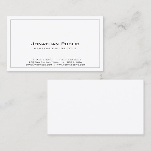 Verfijnd Grijs Wit Ontwerp Moderne Vlakte Visitekaartje (Voorkant / Achterkant)