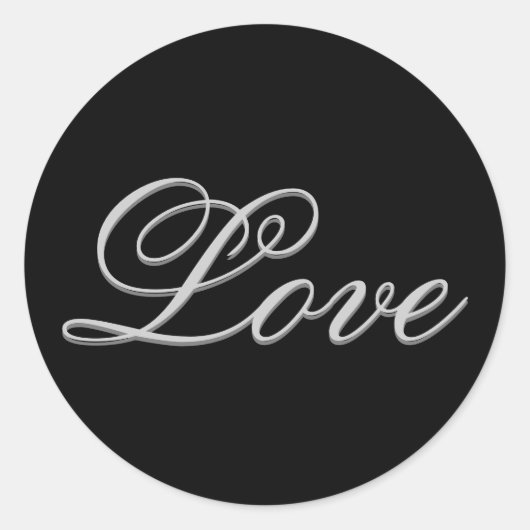 Verfijnd Grijs Zwart Liefde Bruiloft Postal Ronde Sticker (Voorkant)