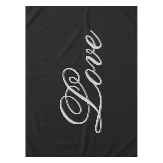 Verfijnd Grijs Zwart Liefde Bruiloft Tafelkleed (Voorkant)