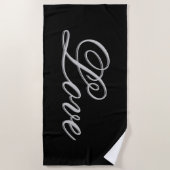 Verfijnd grijs zwart liefde strandlaken (Voorkant)