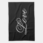 Verfijnd grijs zwart liefde theedoek (Verticaal)