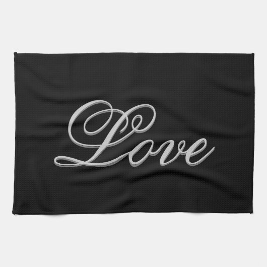 Verfijnd Grijs Zwarte Liefde Theedoek (Horizontaal)