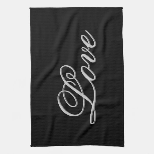 Verfijnd Grijs Zwarte Liefde Theedoek (Verticaal)