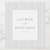 Verfijnd Grijsgestreept Minimalistisch Wijn Etiket (Enkel label)