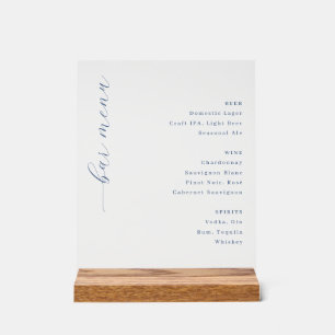 Verfijnd Grijswaarde Minimalistisch Barmenu Acryl Bord