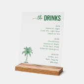 Verfijnd groen minimalistisch drankmenu acryl bord (Hoek)