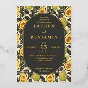 Verfijnd Groene Avocado Folie Uitnodiging