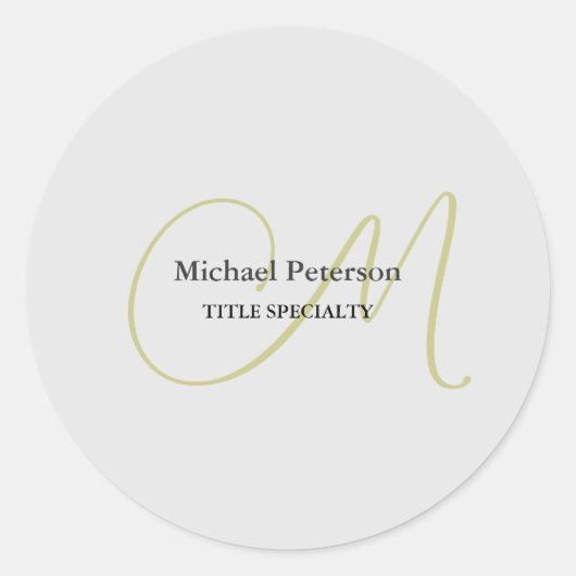 Verfijnd Initiaal van het Monogram van het Manuscr Ronde Sticker (Voorkant)