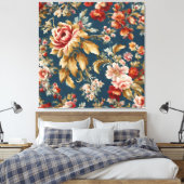 Verfijnd Italiaans mooi bloemenontwerp Canvas Afdruk (Insitu (Slaapkamer))
