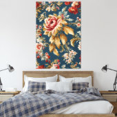 Verfijnd Italiaans mooi bloemenontwerp Canvas Afdruk (Insitu (Slaapkamer))