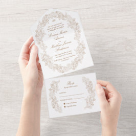Verfijnd Klassiek Schrift Gouden Bruiloft All In One Uitnodiging