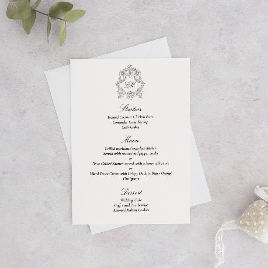 Verfijnd Klassiek Schrift Zwart & Wit Menu