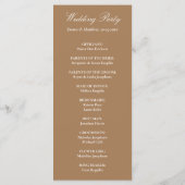 Verfijnd klassiek script Golden Brown Wedding Programmakaart (Achterkant)