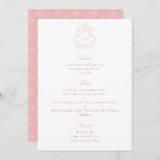 Verfijnd klassiek script zwart roze menu (Voorkant / Achterkant)