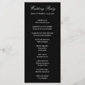 Verfijnd klassiek script zwart-wit huwelijk programmakaart (Achterkant)