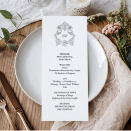 Verfijnd klassiek script zwart-wit huwelijk programmakaart