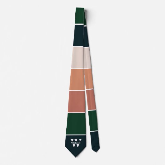 Verfijnd kleurenblok in blauw, groen en roze stropdas (Voorkant)