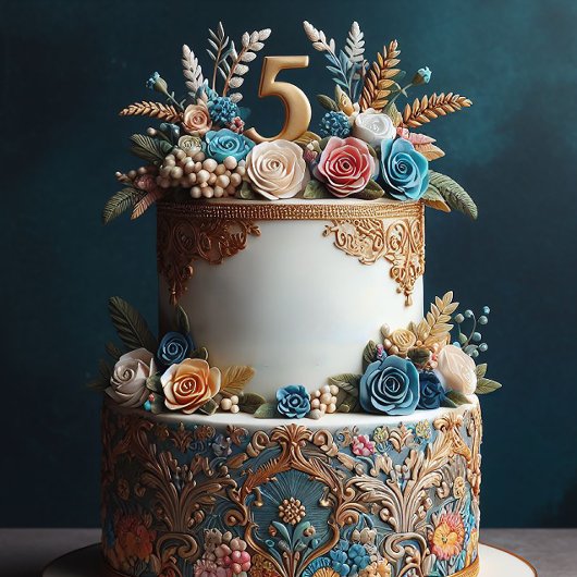 VERFIJND KLEURRIJK 5E BRUILOFT JUBILEUM KAART