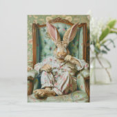Verfijnd konijn  feestdagenkaart (Staand voorkant)