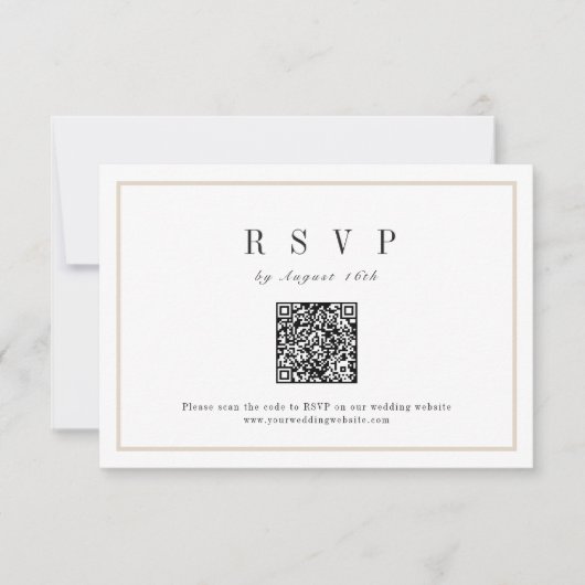 Verfijnd lijst minimalistische bruiloft QR-code RSVP Kaartje (Voorkant)