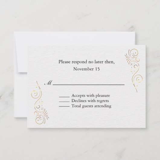 Verfijnd Luxe Goud Bloeiende Bruiloft RSVP (Voorkant)