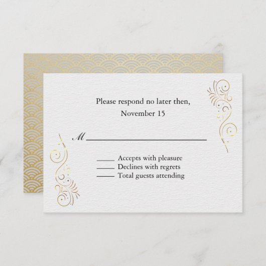 Verfijnd Luxe Goud Bloeiende Bruiloft RSVP (Voorkant / Achterkant)