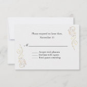 Verfijnd Luxe Goud Bloeiende Bruiloft RSVP Kaartje (Voorkant)