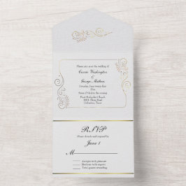 Verfijnd luxe goud bloeit bruiloft all in one uitnodiging
