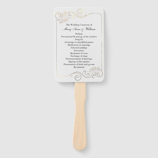 Verfijnd luxe huwelijksprogramma handwaaier (Voorkant)