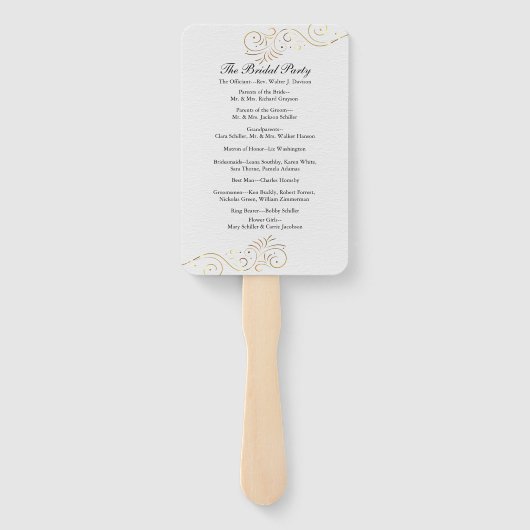 Verfijnd luxe huwelijksprogramma handwaaier (Achterkant)