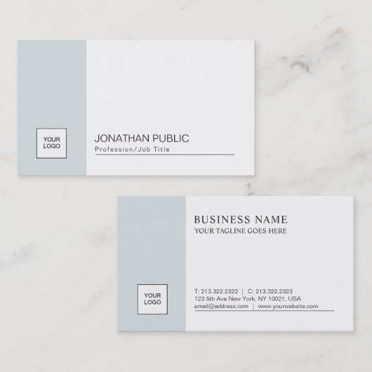 Verfijnd minimaal design blauw rendement visitekaartje (Voorkant / Achterkant)