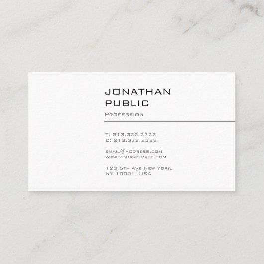 Verfijnd minimalistisch design met hoge beeldkwali visitekaartje (Achterkant)