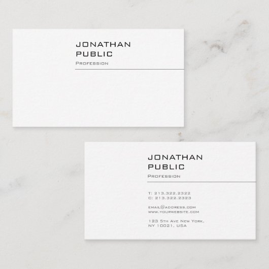Verfijnd minimalistisch design met hoge beeldkwali visitekaartje (Voorkant / Achterkant)