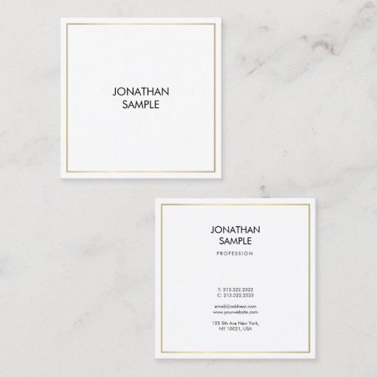 Verfijnd minimalistisch design met hoge kwaliteit vierkante visitekaartje (Voorkant / Achterkant)