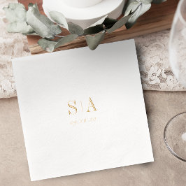 Verfijnd minimalistisch trouwmonogram folie servetten