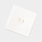 Verfijnd minimalistisch trouwmonogram folie servetten (Links)