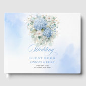 Verfijnd Minimalistische Blauwe Hortensia's Gastbo Gastenboek (Voorkant)