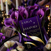 Verfijnd Modern Abstract Paars en Goud Folie Uitnodiging