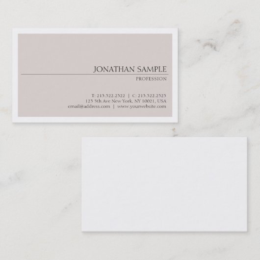 Verfijnd modern design minimalistische chique vlak visitekaartje (Voorkant / Achterkant)