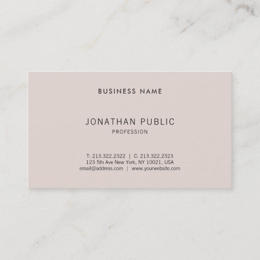 Verfijnd modern, eenvoudig design, professioneel visitekaartje (Achterkant)