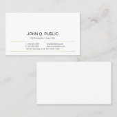 Verfijnd Modern Goud Gestreept Slank Vlak Visitekaartje (Voorkant / Achterkant)