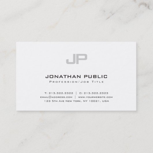 Verfijnd Modern Monogram Clean Plain Luxe Visitekaartje (Achterkant)