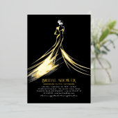 Verfijnd modern zwart Elegant Vrijgezellenfeest Folie Uitnodiging (Staand Voorkant)