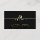 Verfijnd Modern Zwart en Goud Monogram Luxe Visitekaartje (Achterkant)