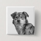 Verfijnd monochroom groot gemengd ras hond vierkante button 5,1 cm (Voorkant)